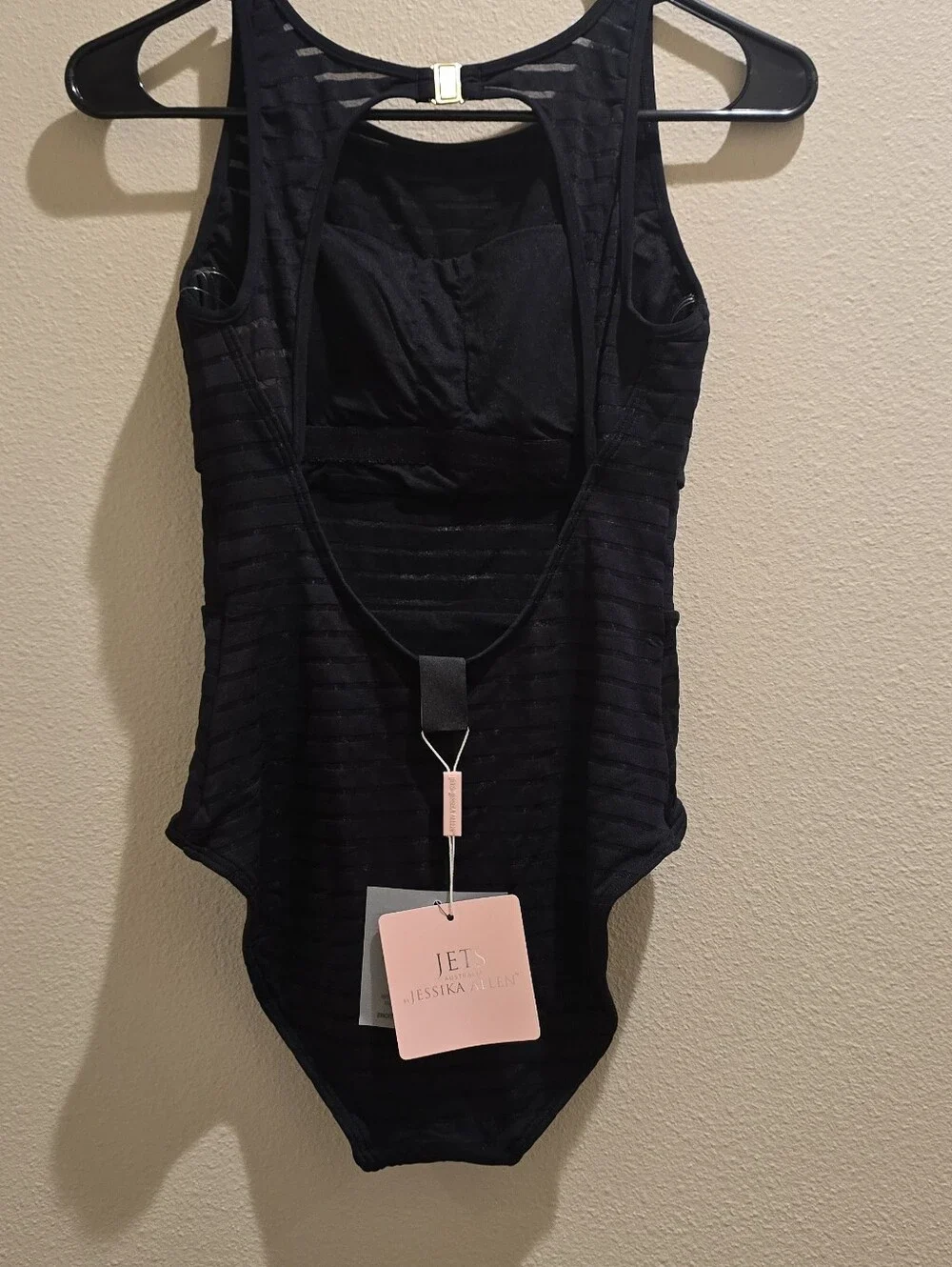 NWT Jets Australia-Jessika Allen Mesh-Trim Swimsuit Black Sz 6
